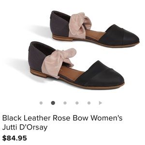NEW Black Toms Jutti d’Orsay with pink bow